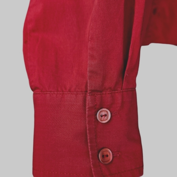 Mexx red fitted button down shirt blouse cotton long sleeve 12 - Picture 8 of 11